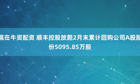 赢在牛资配资 顺丰控股放胆2月末累计回购公司A股股份5095.85万股