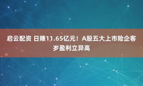启云配资 日赚11.65亿元！A股五大上市险企客岁盈利立异高